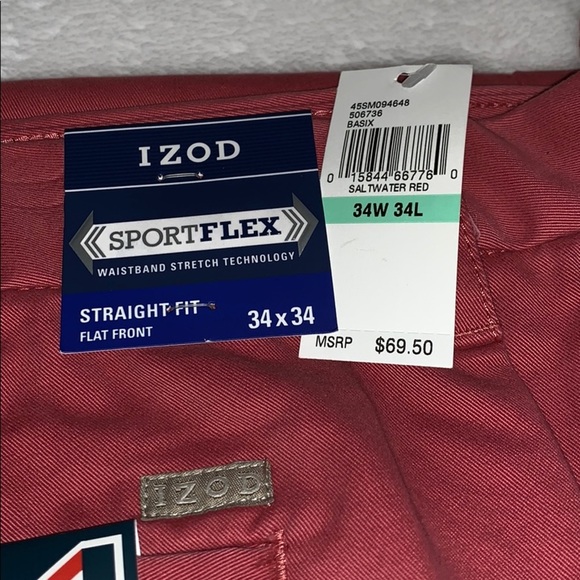 BNWT Mens Straight Fit Sport Flex Pants by IZOD - Picture 2 of 7